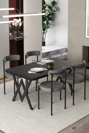 مجموعة طاولة المطبخ للأفراد 4 - الأنسجة الأنتراكيت 70x110 طاولة الطعام - Cosargroup