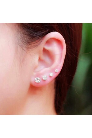 أزواج من النساء 4 أزواج حجم 925 سبرينغ فضية واحد حجر الأذن - Berchine