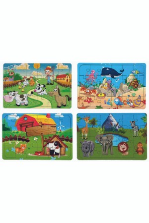 4 Adet 24 Parça Ahşap Puzzle Yapboz Set-3 PRS-107 - 3