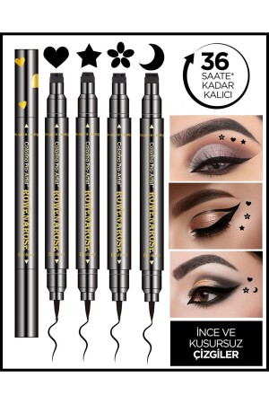 4 Adet Çift Taraflı Yıldız Çiçek Ay Ve Kalp Desenli Eyeliner - 2