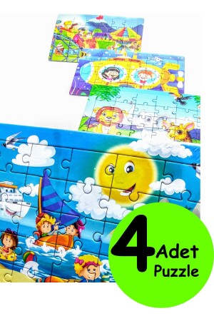 4 Adet Çocuk Eğitici Yapboz Çocuk Puzzle - 30 Parça Renkli Macera Zamanı - 2