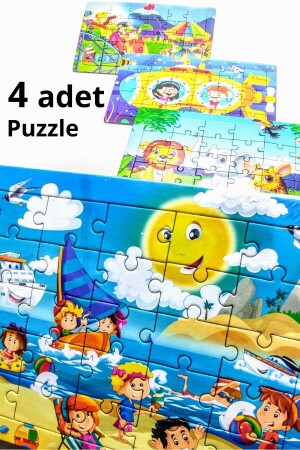 4 Adet Çocuk Eğitici Yapboz Çocuk Puzzle - 30 Parça Renkli Macera Zamanı - 3