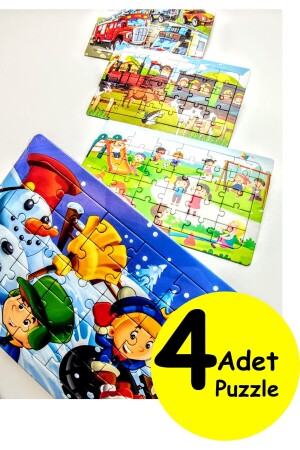 4 adet Çocuk Puzzle - Çocuk Yapboz Macera Zamanı 30 Parçalı - 1