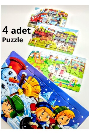 4 adet Çocuk Puzzle - Çocuk Yapboz Macera Zamanı 30 Parçalı - 3