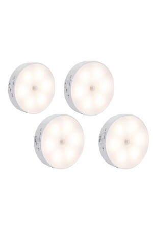 4 Stück mit Bewegungssensor, 8 LEDs, über USB wiederaufladbares weißes LED-Licht mit An/Auto/Aus-Modus, im Schrank, Flur 4 Stück – weiß mit Farbsensor - Unichrome