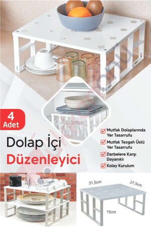 4 Adet Organizers Büyük Dolap Içi Düzenleyici Raf, Bardak Rafı, Düzenleme Rafı RH-23 - 1