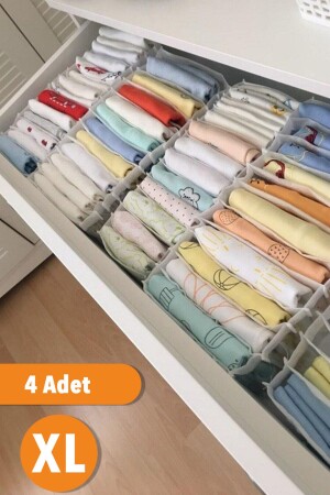 4 Adet - Xlarge 8 Gözlü Çekmece Içi Düzenleyici Organizer 31 X 36 X 12 - 2