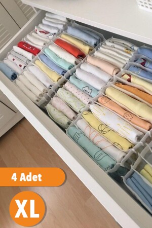4 Adet - Xlarge 8 Gözlü Çekmece Içi Düzenleyici Organizer 31 X 36 X 12 - Serstil