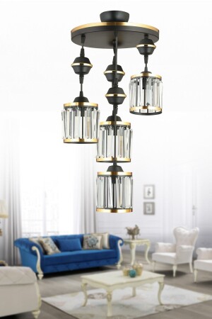 مكنز أسود لمبعة العلقة 4 قطع كريستال حجر الأسطوانة مع شريط صفراء فاخر الشنارة AK00039 - Kraliçe