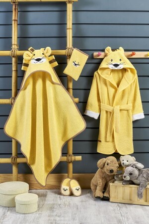 ملابس حمام الطفل المعدل 4 قطع أسد الصفراء الفتاه-فتاة الطفل-الولد حديثي الولادة هدية سديل BRNSET00 - ELY PARKER