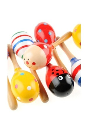 4 bunte hölzerne Maracas für Kinder, Babyrasseln, Musikpädagogik - 5