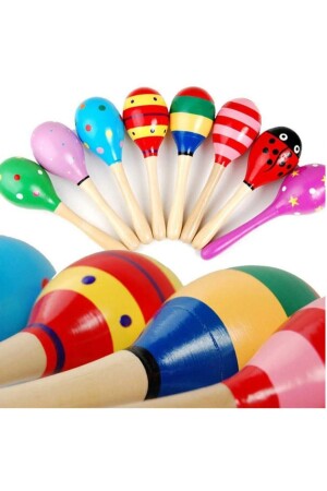 4 bunte hölzerne Maracas für Kinder, Babyrasseln, Musikpädagogik - 6