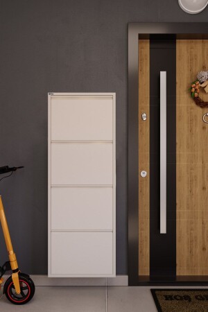 كابينة أحذية معدنية من قطعة 4 - بيضاء - Ceha