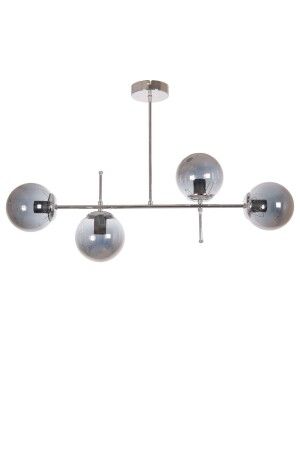 مـنـز-شيلـو تصميم فاخر حديث لون كروم سقف الزجاج المدخن طاولة تناول الطعام فوق غرفة المعيشة 4 قطع شمعة CELL887 - Fer Avize