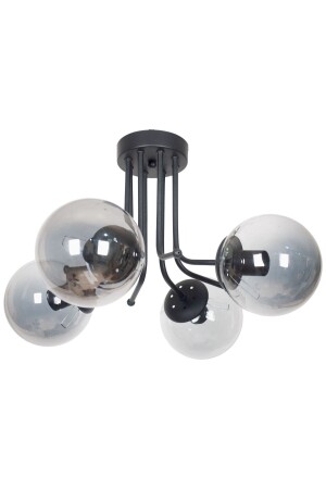 منز-ديزي فاخرة تصميم عصري مقعد لون أسود زجاج المدخن غرفة المعيشة - المطبخ - غرفة النوم 4 قطع شمعة DAİ888 - Fer Avize