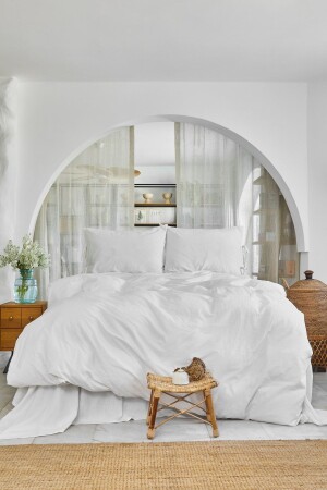 4 Element Beyaz %100 Pamuk Çift Kişilik Nevresim Takımı Hava 200.18.01.0705 - Karaca Home