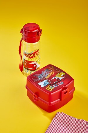 4 Fächer, 2-lagige Lunchbox mit Löffel und 500-cc-Wasserflasche mit Strohhalm. Auto-Lunchbox-Set - 3