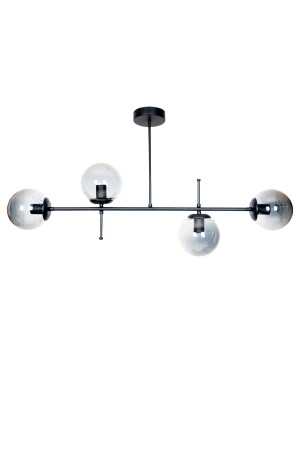 مـنـز-شيلـو تصميم فاخر حديث ألوان سوداء سقف زجاجي مدخن فوق طاولة الطعام - غرفة المعيشة 4 قطع شـنـديليـر - Fer Avize