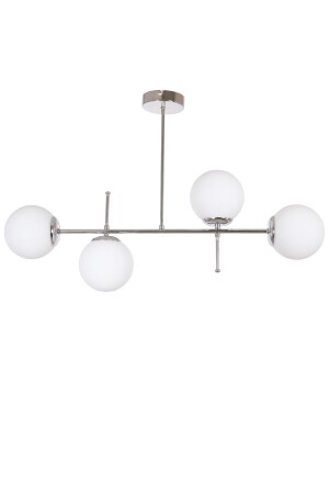 مـنـز-شيلـو تصميم فاخر حديث لون كروم أبيض الزجاج سقف طاولة تناول الطعام - غرفة المعيشة 4 قطع شمعة - Fer Avize