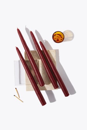 مجموعة من 4 شمعة من الشموع الحمراء - Gizemli Home