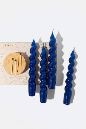 مجموعة من 4 قوارب إيطالية منقلبة زرقاء مظلمة شمعة GZMH-98575 - Gizemli Home