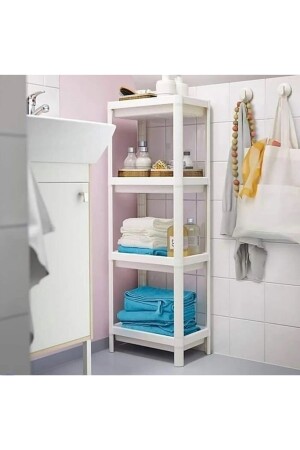 4 Katlı Banyo Raf Ünitesi Havluluk Düzenleyici Şampuanlık Havluluk Organizer 1016 - 7