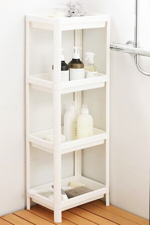 4 Katlı Banyo Rafı Mutfak Rafı Banyo Düzenleyici Şampuan Havluluk Deterjanlık Dolap Organizer Beyaz DNZSHELF001 - 3