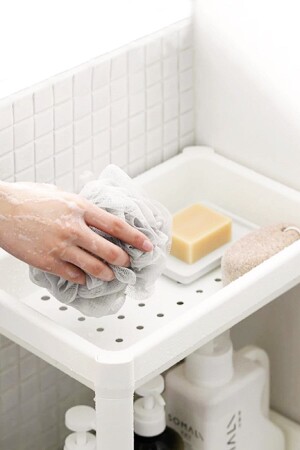 4 Katlı Banyo Rafı Mutfak Rafı Banyo Düzenleyici Şampuan Havluluk Deterjanlık Dolap Organizer Beyaz DNZSHELF001 - 5