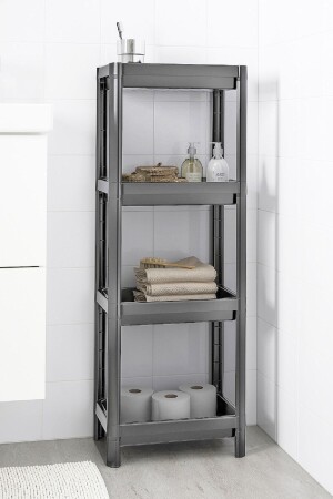 4 Katlı Banyo Rafı Mutfak Rafı Gri Banyo Düzenleyici Şampuan Havluluk Deterjanlık Organizer DNZSHELF001 - 4