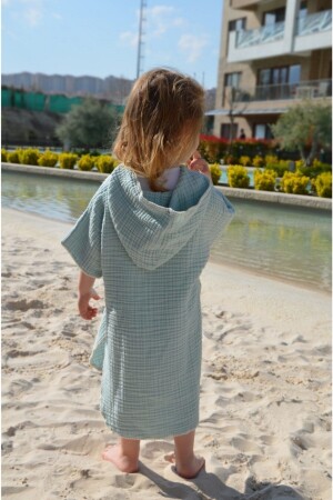 4 Katlı Müslin Kapşonlu Panço Bornoz Çocuk Plaj Banyo - Forsustanaiblelife
