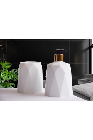 4 Lü Geo Banyo Seti Plastik 5 Lt Çöp Kovası Tuvalet Fırçası Lavabo Takımı 4lü (BEYAZ) 389 - 5