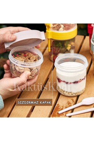 4 'lü Set Çatallı Kaşıklı Atıştırmalık Yemek Yoğurt Müsli Granola Diyet Kabı - Yemek Saklama Kabı 7480000716772 - 9