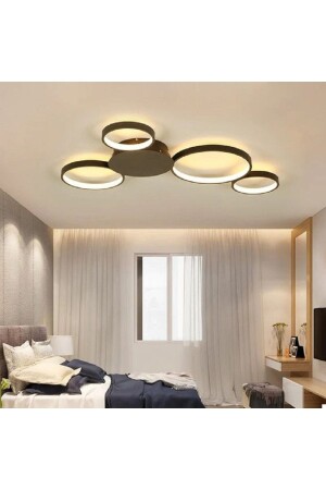 MNZ-4- Piece Round Combined Placemat Chandelier / 90x45 سم / قماش الأنتراكيت / 3 ألوان ضوء / 3 سنوات ضمان 4 قطع دورية 90x45 سم - Pera