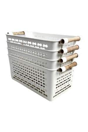 4 Mehrzweck-Organizerkörbe mit Kunststoffgriffen – Schrank- und Schubladen-Organizerkorb – Weiß SPT004 - 2