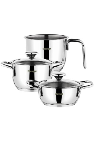 MNZ-4 وجبات صغيرة 18/10 أدوات الطهي من الفولاذ المقاوم للصدأ مجموعة 5 قطع St-303 - Stevig