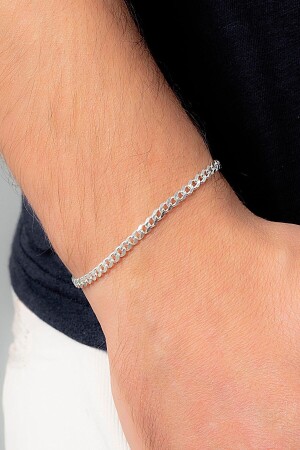 4 mm Gurmet 925 Sterling Silber Herren-Kettenarmband Veb-5018 - 1