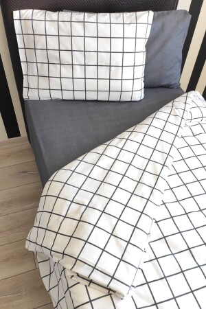 غطاء الأبيض الشاب المتحقق من 4 قطع من MNZ مع أوراق مرنة لشخص واحد (100X200 CM) - Candan Çeyiz