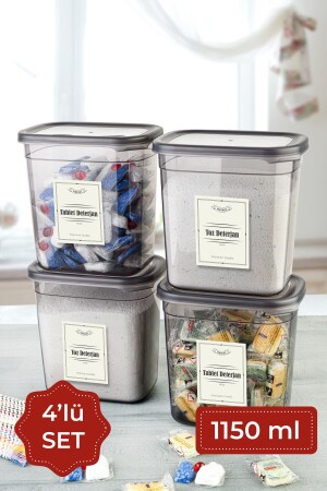 مكون من 4 حاويات تخزين مستطيلة بيجي (MNZ) المعلقة 1150 مليليتر (Anthracite PGGY4LU1150DTRJN) - Vienev