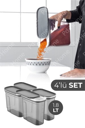 حاوية تخزين الأغذية من 4 قطع MNZ- Foly مع غطاء تنزلق 1.8 لتر TYC00149908954 - Vienev