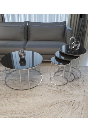 مقعد العشب من 4 قطع من مادة من طراز MNZ-Ceylin و طاولة القهوة مجموعة الفضة اللون المعدني ساق أسود لا يمكن كسرها المرآة PukkaZigon - Puklife