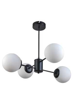 مدينة سيول-منز تصميم عصري غرفة المعيشة غرفة الطعام المطبخ الأسود اللون الأبيض الزجاجي مصباح معلق 4 قطع الشموع - Modavize