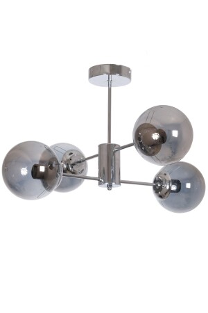 منز-أوسكار تصميم فاخر حديث كروم ملابس ملابس الفضة ملابس زجاجية مدخنة غرفة المعيشة - المطبخ - غرفة النوم 4 قطع شمعة OSC45 - Fer Avize