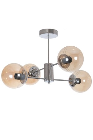 منز-أوسكار تصميم فاخر حديث كروم لون الفضة قضية عسل الزجاج غرفة المعيشة - المطبخ - غرفة النوم 4 قطع شمعة OSC45254 - Fer Avize