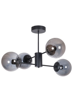 منز-أوسكار تصميم فاخر حديث ملابس اللون الأسود القضية الزجاج المدخن غرفة المعيشة - المطبخ - غرفة النوم 4 قطع شمعة OSC45254 - Fer Avize