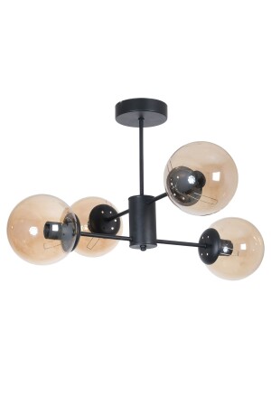 منز-أوسكار تصميم فاخر حديث ملابس اللون الأسود قضية العسل الزجاج غرفة المعيشة - المطبخ - غرفة النوم 4 قطع شمعة OSC45254 - Fer Avize