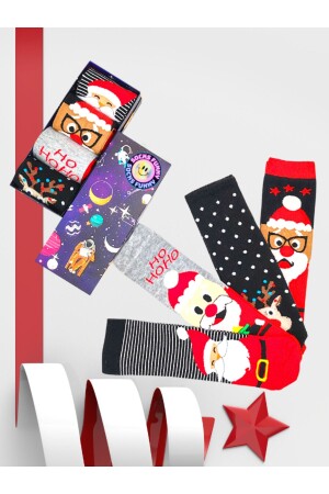 4 Paar bunte Unisex-Socken-Set „Weihnachten, Frohe Weihnachten“, mit spezieller Box - 4