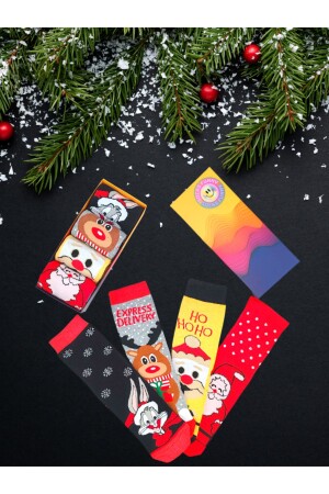 4 Paar bunte Unisex-Socken-Set „Weihnachten, Frohe Weihnachten“, mit spezieller Box - 5