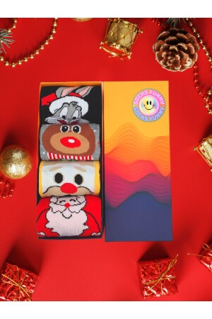 4 Paar bunte Unisex-Socken-Set „Weihnachten, Frohe Weihnachten“, mit spezieller Box - 6