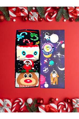 4 Paar bunte Unisex-Socken-Set „Weihnachten, Frohe Weihnachten“, mit spezieller Box - 6