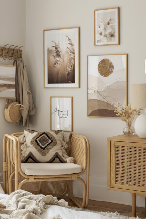 4 Parça Ahşap Çerçeve Görünümlü Mdf Tablo Seti - Artavessa Gift&Home